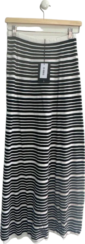 4th & Reckless Black and White Striped Midi Skirt UK 8