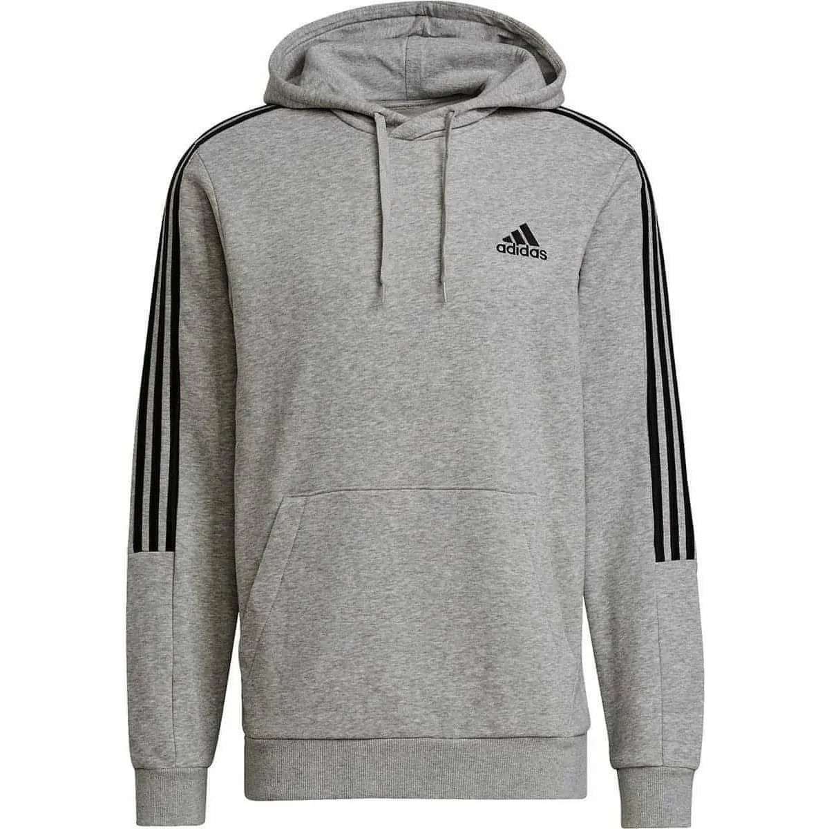 adidas Essentials Fleece Cut 3 Stripes Mens Hoody - Grey