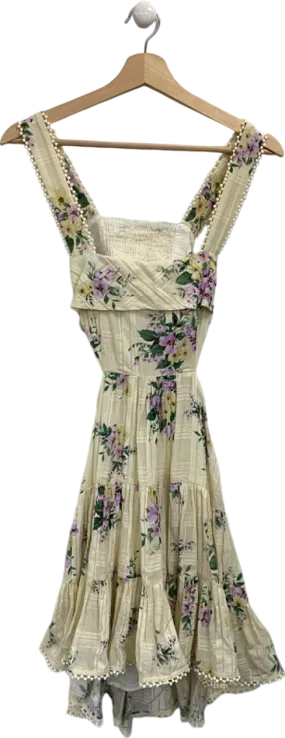 Alemais Cream Floral Midi Dress UK XS/S