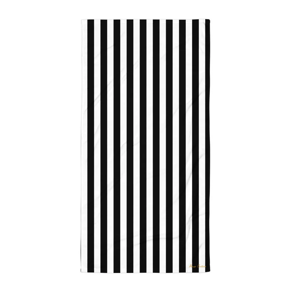 Arden Black & White Mark Stripe Beach & Bath Towel | Pinup Couture Home