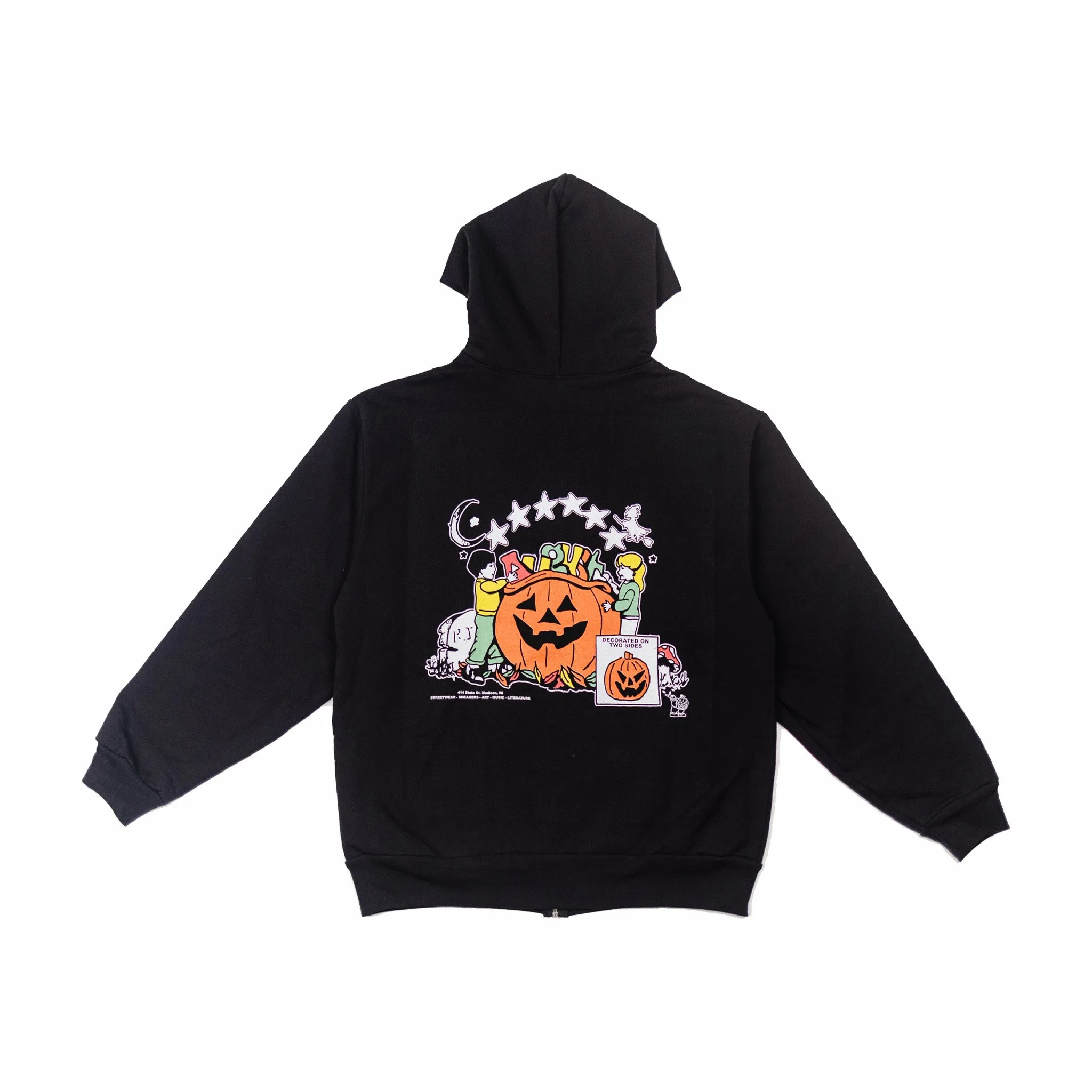 August "Trick Or Treat" 14oz Heavy Fleece Zip-Up Hoodie (Black)