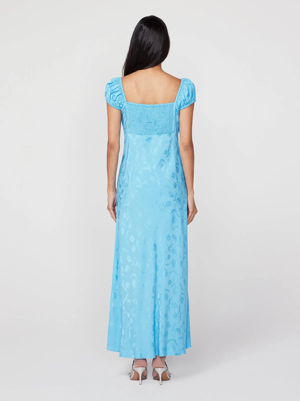 Bess Sky Blue Tulip Jacquard Maxi Dress