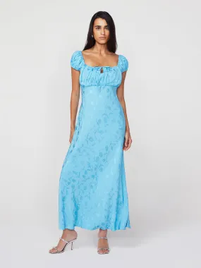 Bess Sky Blue Tulip Jacquard Maxi Dress