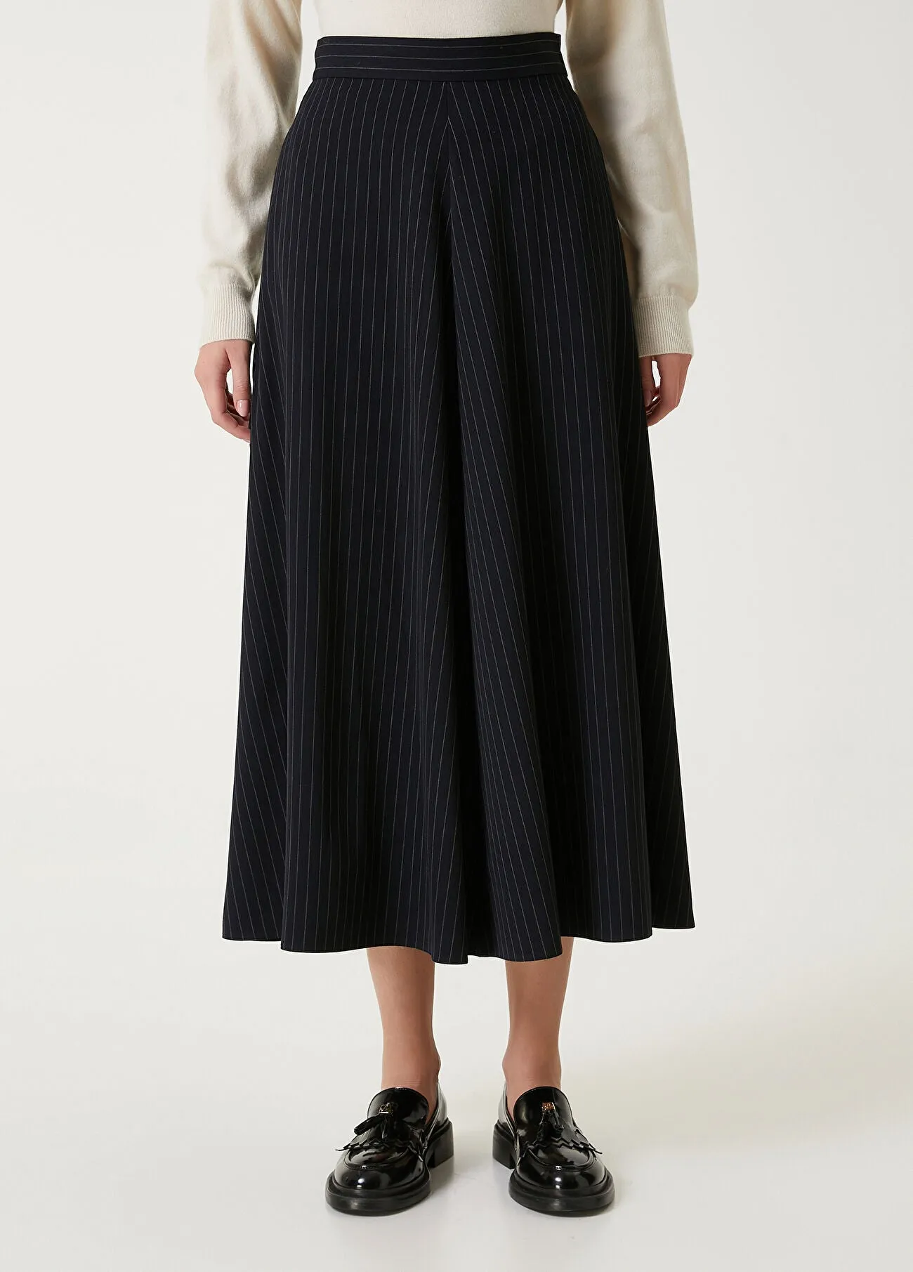 Beymen Club Striped Midi Skirt Black