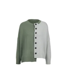 Cashmere Bi-color Asymmetric Cut Cardigan