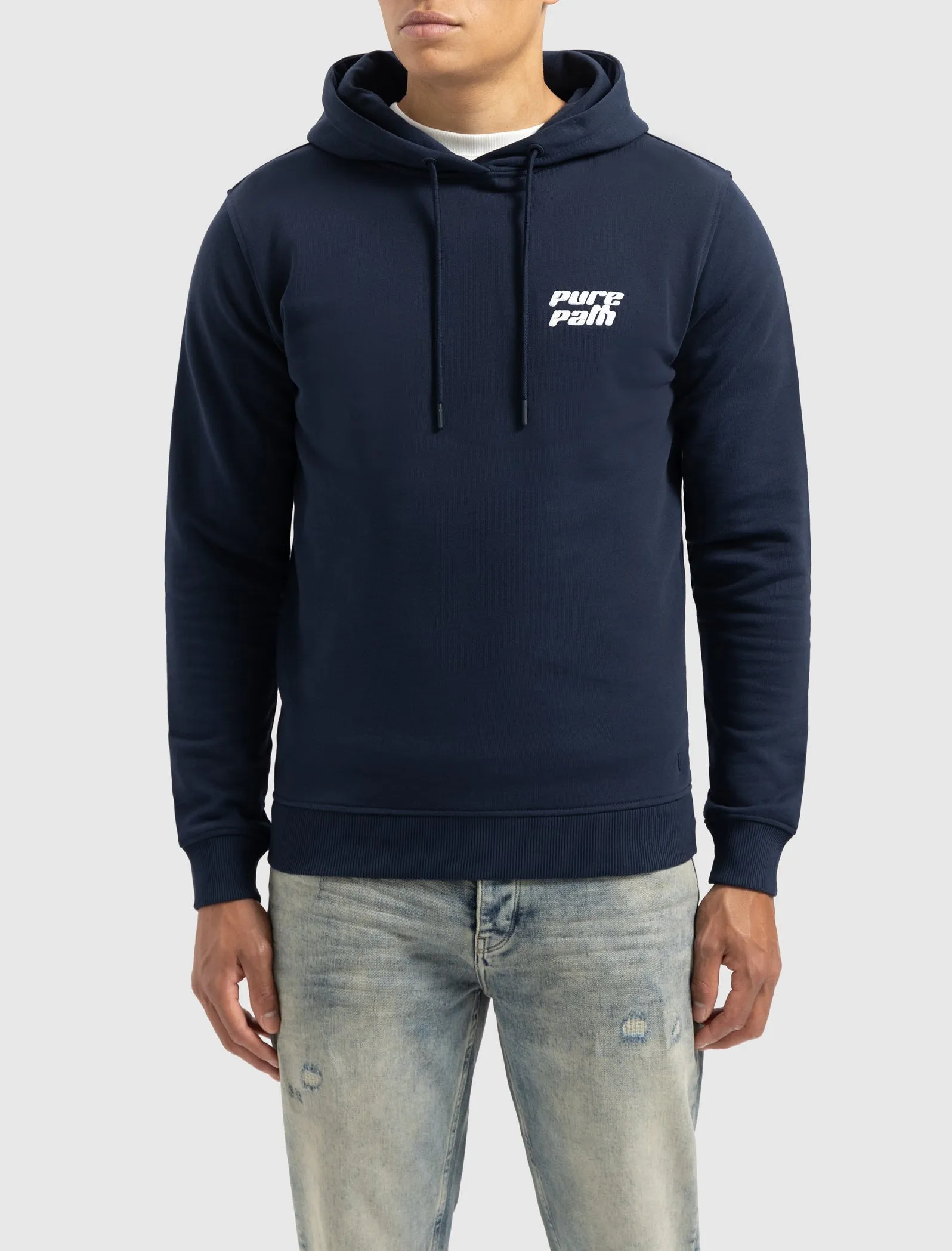 Dimensional Script Hoodie | Navy