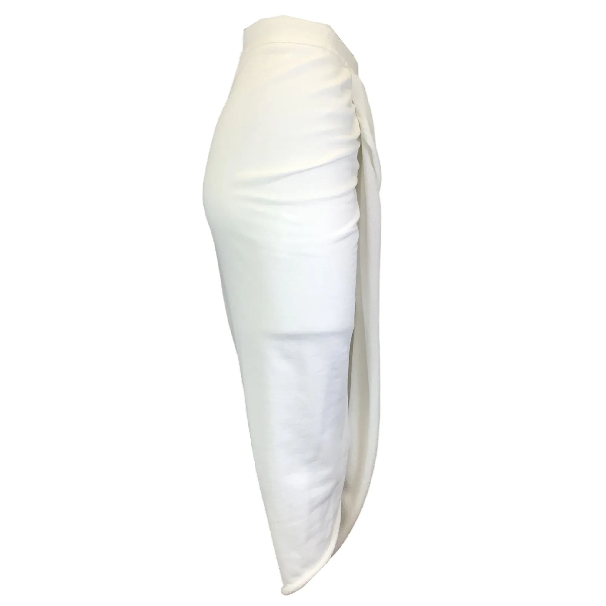 Dries Van Noten White Habrina Draped Jersey Asymmetric Midi Skirt