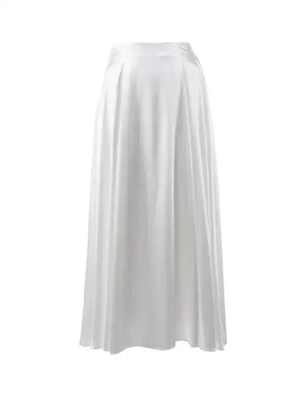 Elegant High Waist Satin Midi Skirt