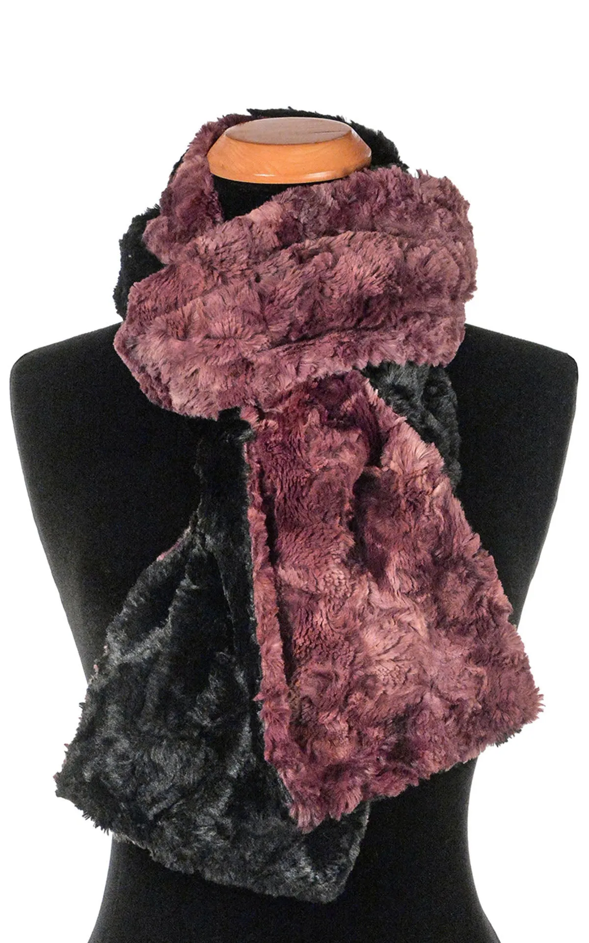 Faux Fur Gift Set - Two-Tone Scarf, Cuffed Pillbox and Fingerless Gloves in Thistle