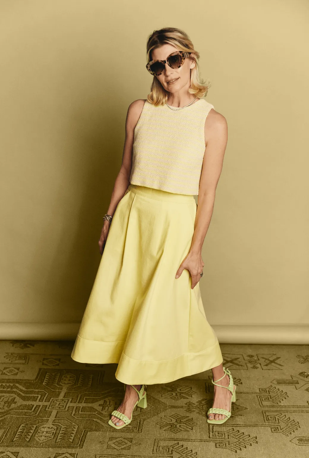 Flat Front Everyday Skirt - Yellow Topaz