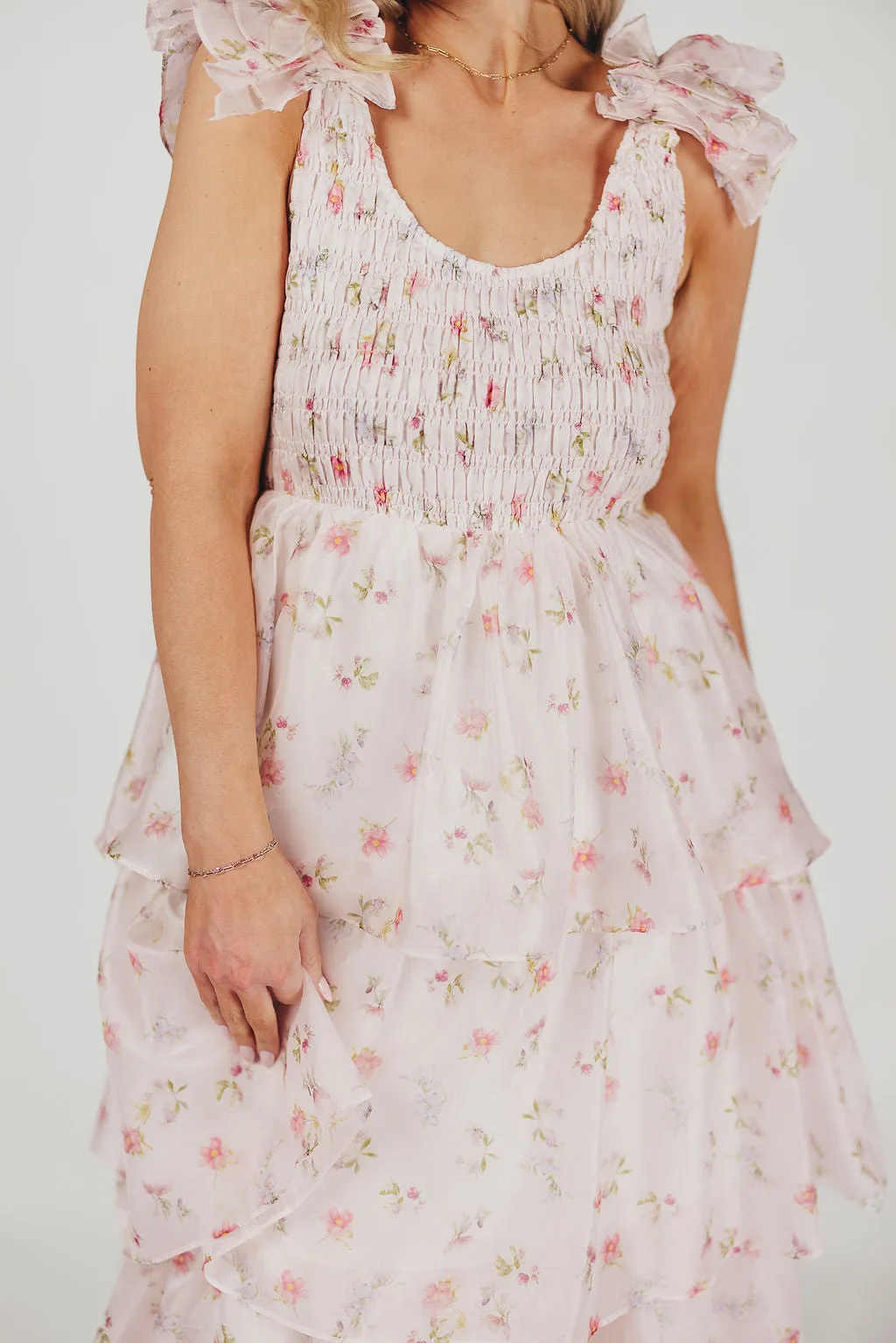 Forever & Always Midi Dress in Tiny Pink Floral - Bump Friendly & Inclusive Sizing (S-3XL)