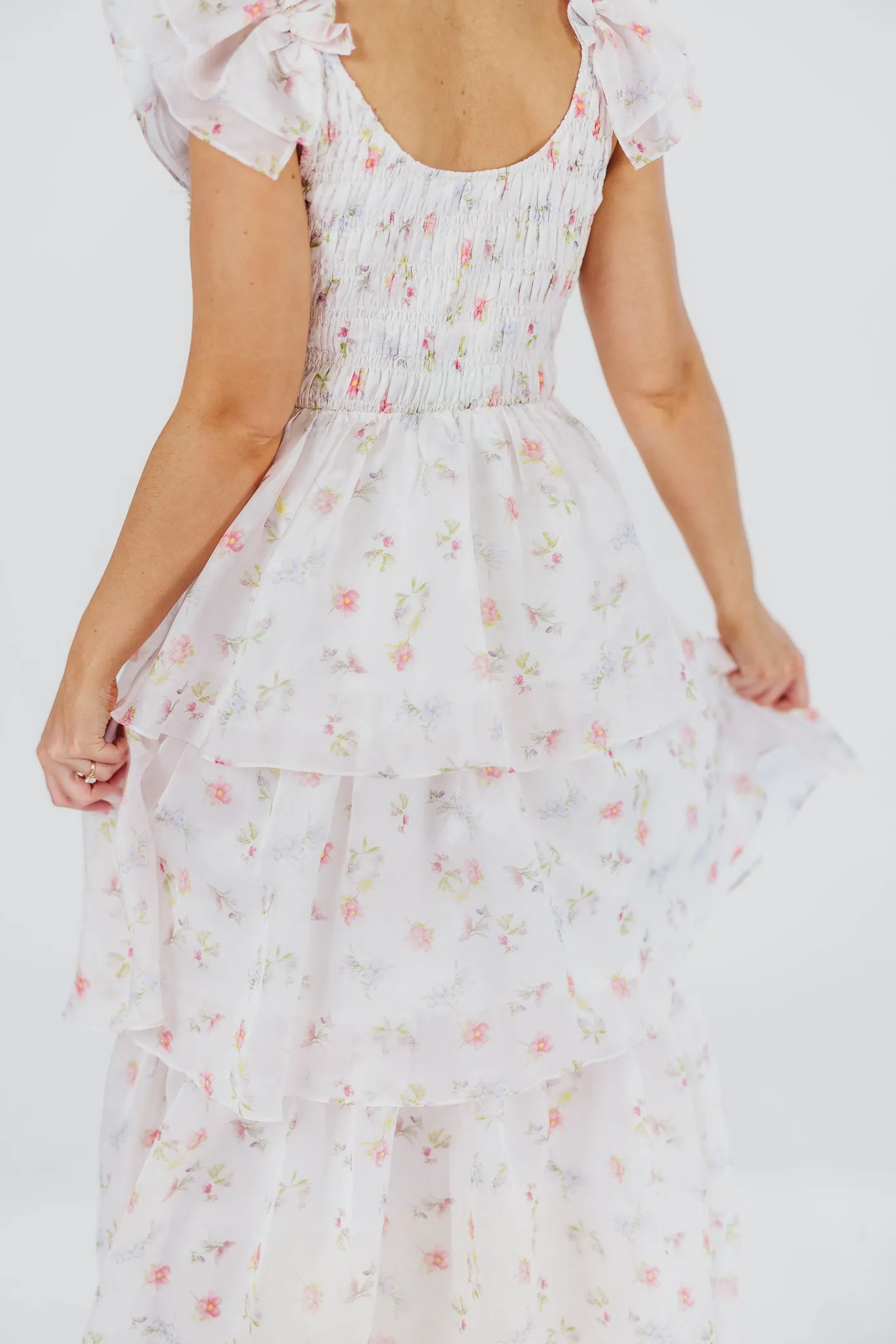 Forever & Always Midi Dress in Tiny Pink Floral - Bump Friendly & Inclusive Sizing (S-3XL)