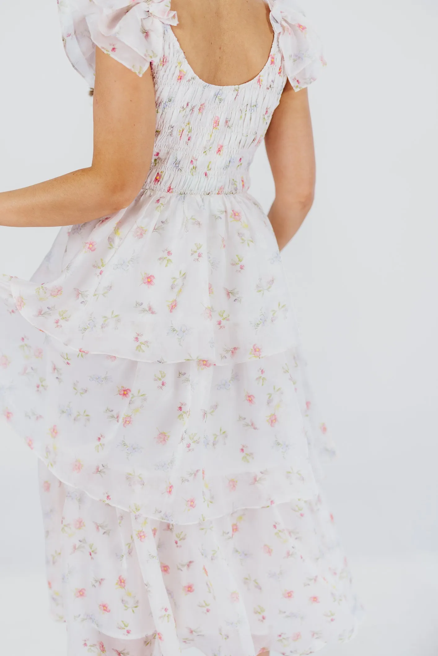 Forever & Always Midi Dress in Tiny Pink Floral - Bump Friendly & Inclusive Sizing (S-3XL)