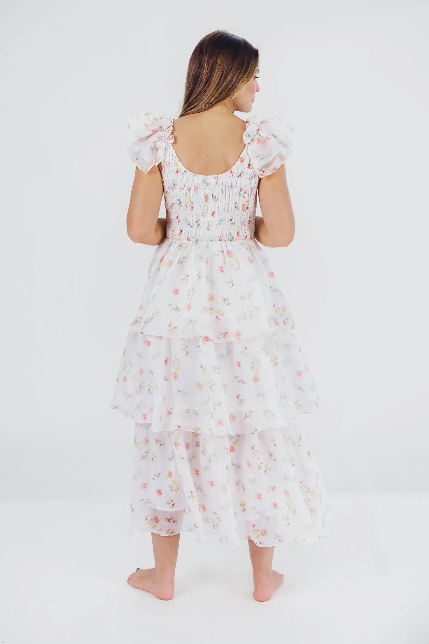 Forever & Always Midi Dress in Tiny Pink Floral - Bump Friendly & Inclusive Sizing (S-3XL)