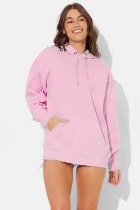 Hibiscus Pink Pigment Dye Pullover Hoodie