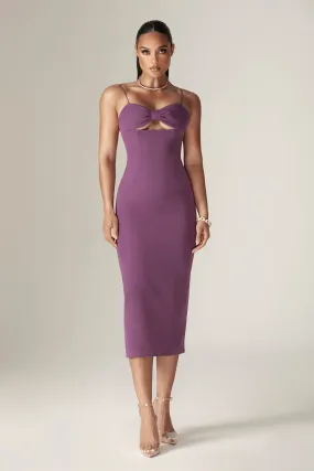 Loreen Crepe Straps Corset Midi Dress (Purple)