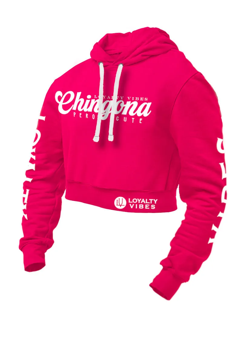 Loyalty Vibes Chingona Pero Cute Cropped Hoodie