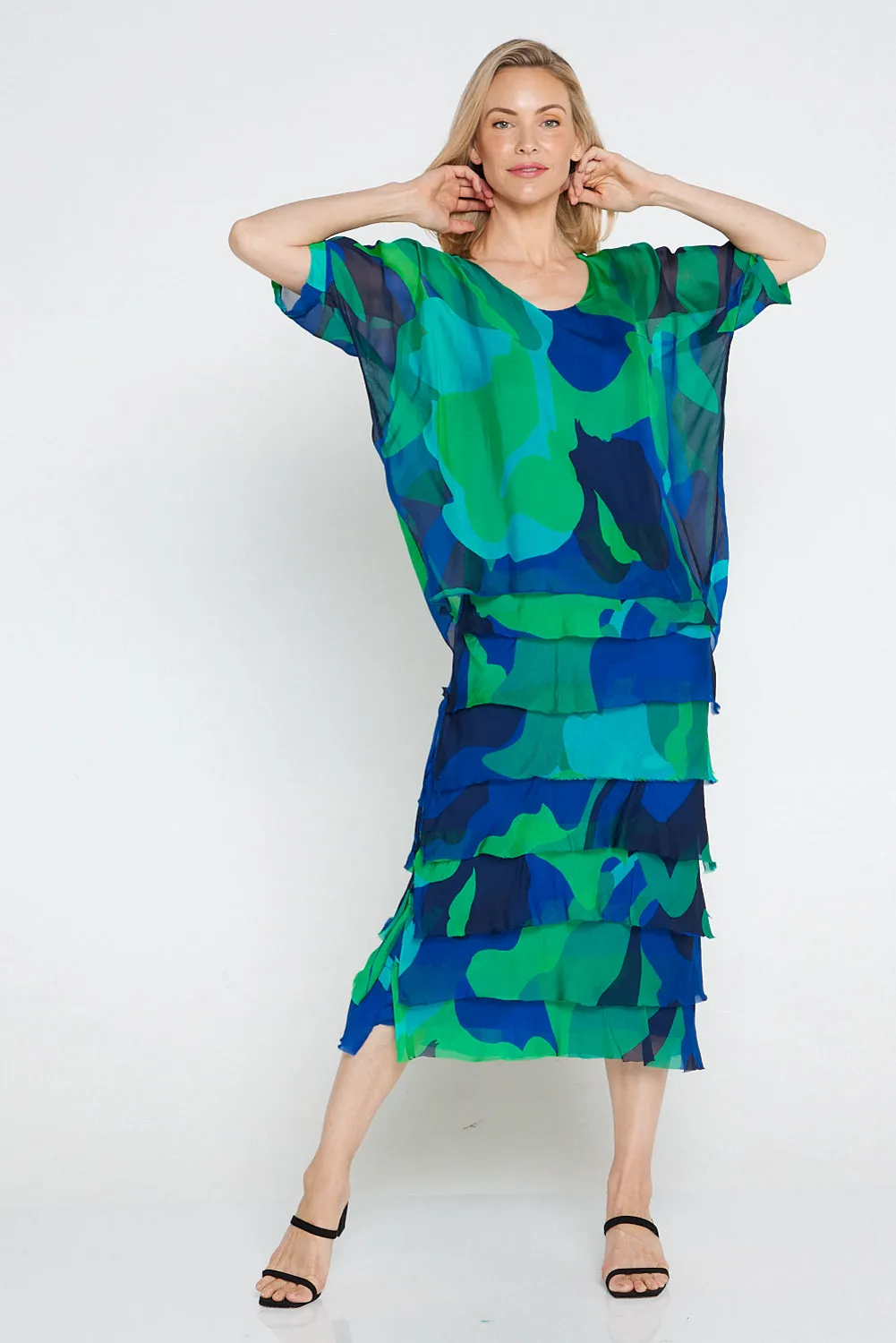 Margo Silk Dress - Jade Cobalt