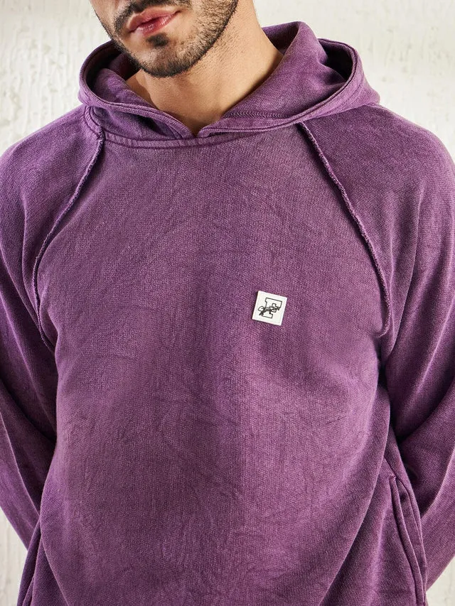 Mauve Dyed Raw Edge Raglan Hoodie