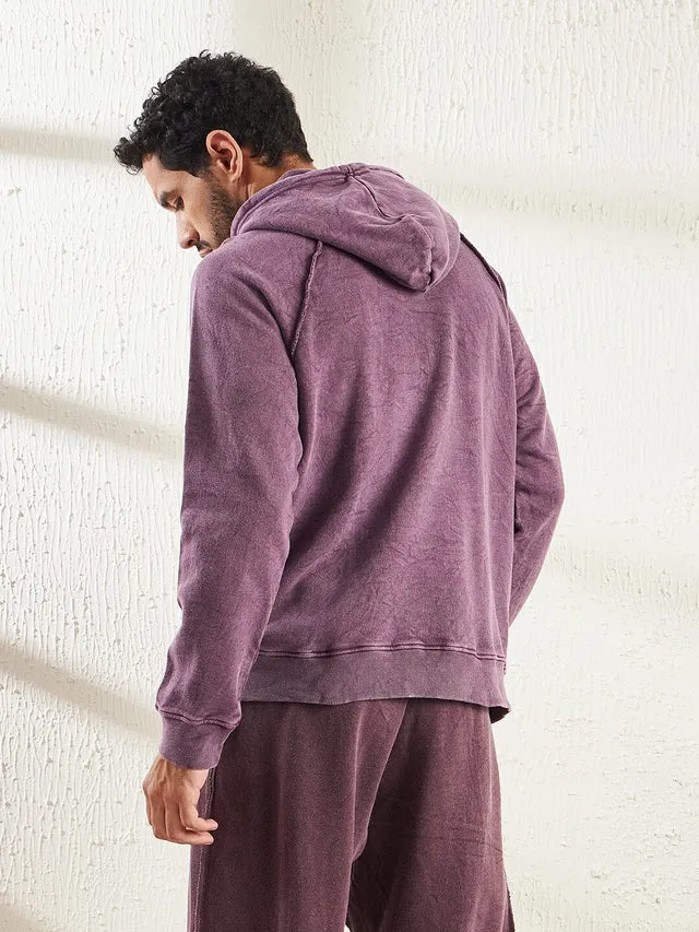 Mauve Dyed Raw Edge Raglan Hoodie