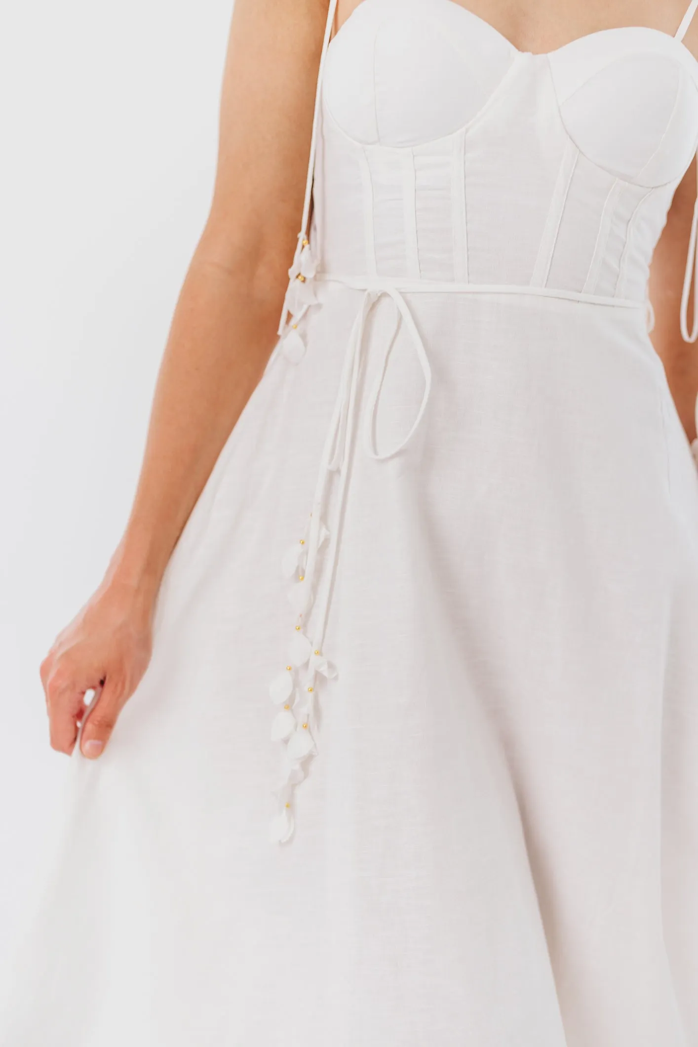 Norma Jean Bustier-Style Midi Dress in White