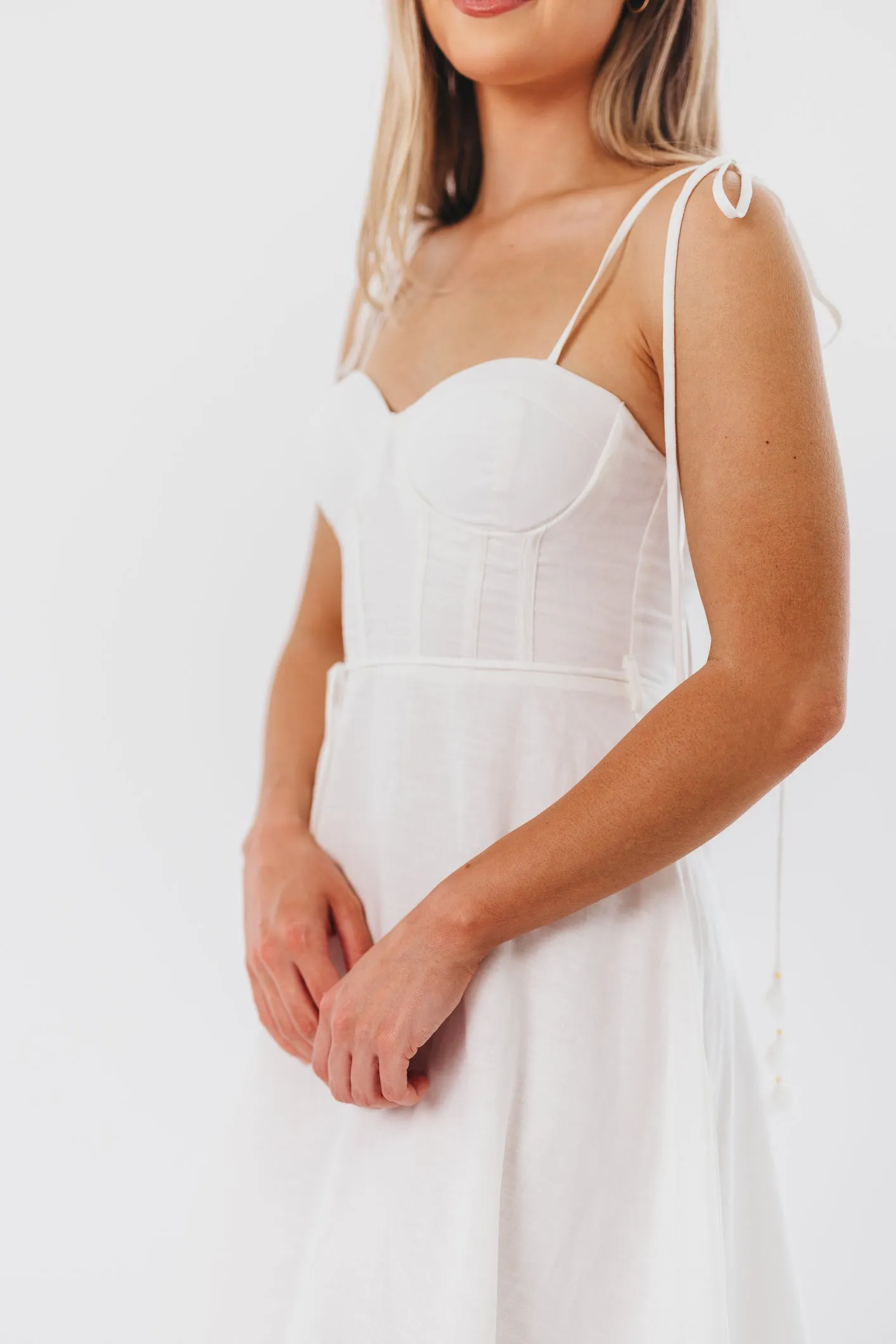 Norma Jean Bustier-Style Midi Dress in White