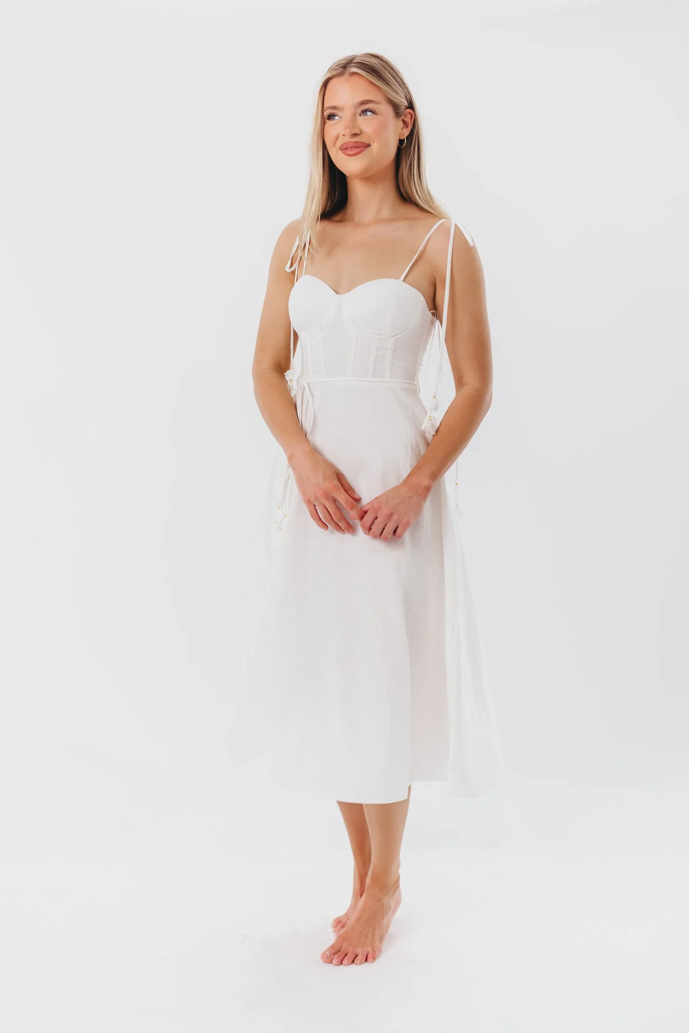 Norma Jean Bustier-Style Midi Dress in White