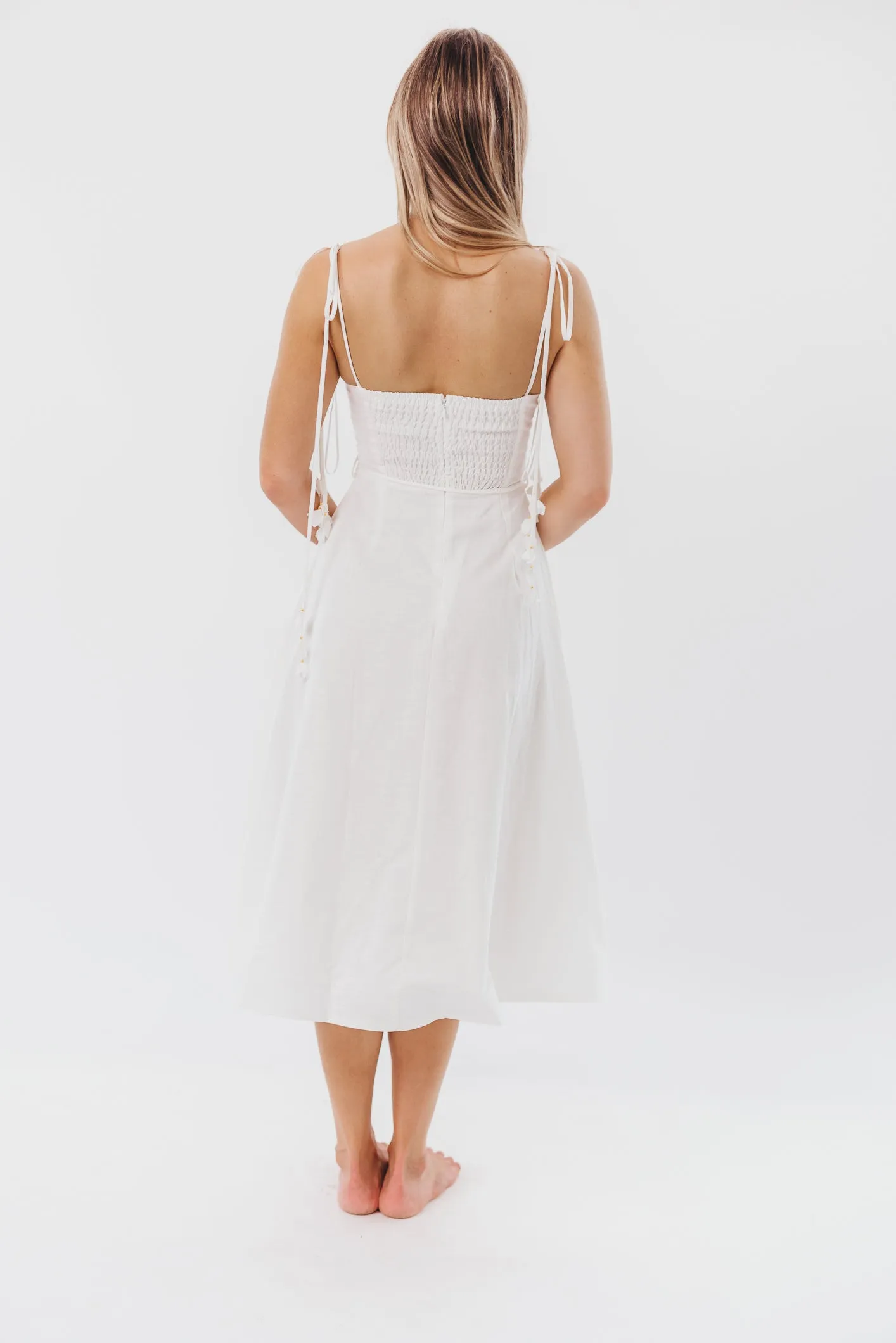 Norma Jean Bustier-Style Midi Dress in White