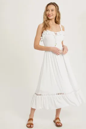 Off-White Frilled Smocking midi dress