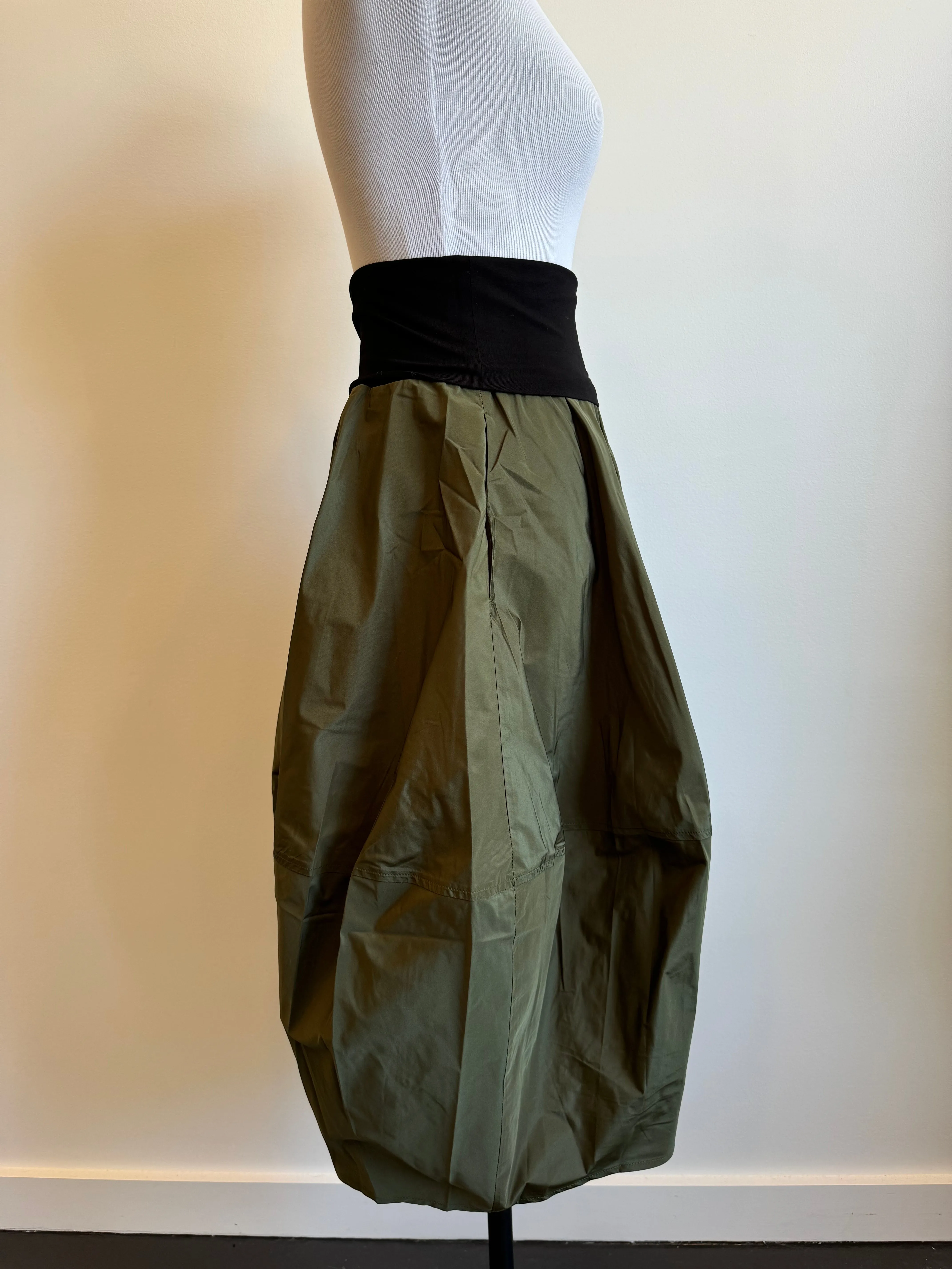 Olive Papercrash Balloon Skirt