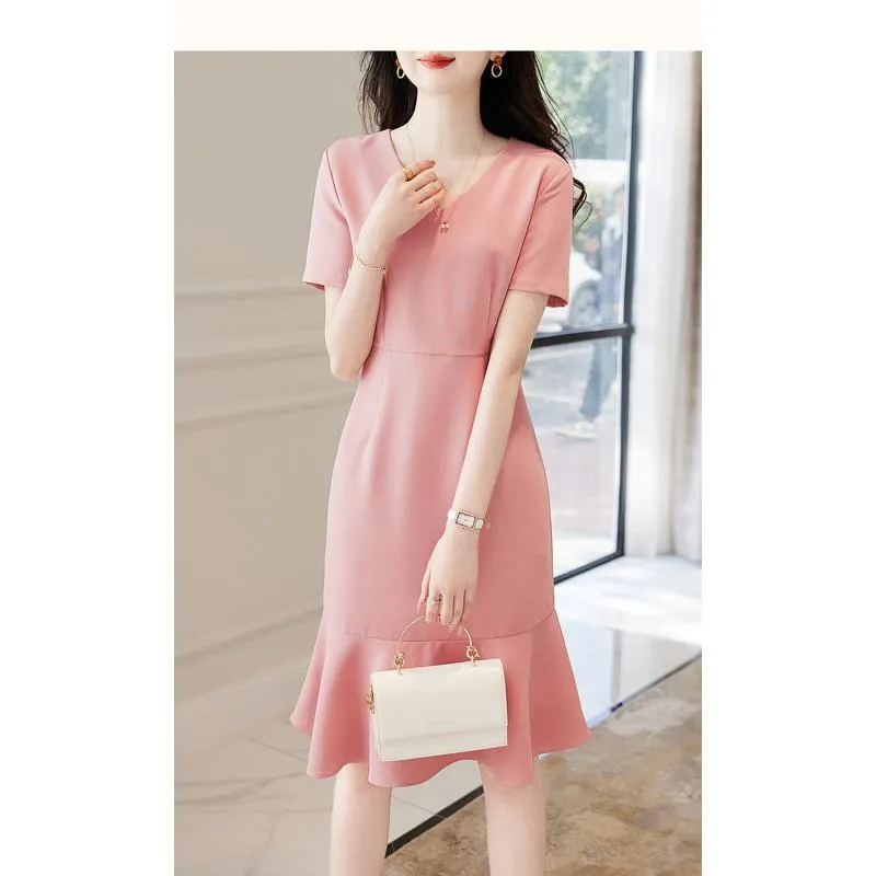 Pink Exquisite Elegant Slimming Cinched Waist Dress