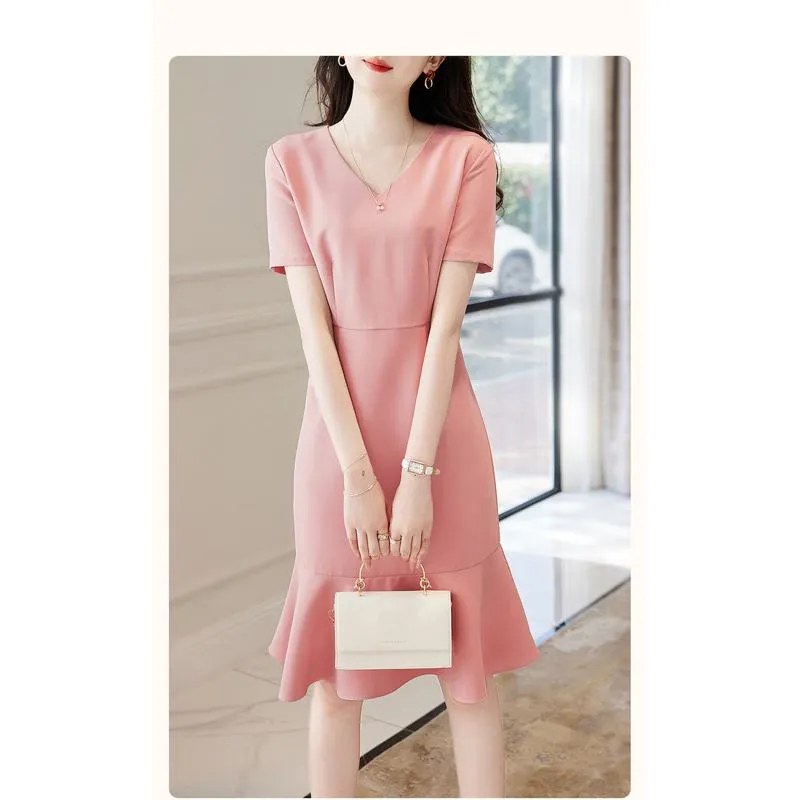 Pink Exquisite Elegant Slimming Cinched Waist Dress