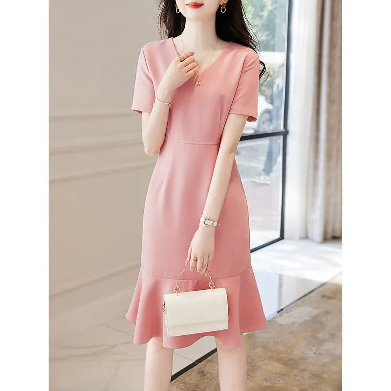 Pink Exquisite Elegant Slimming Cinched Waist Dress