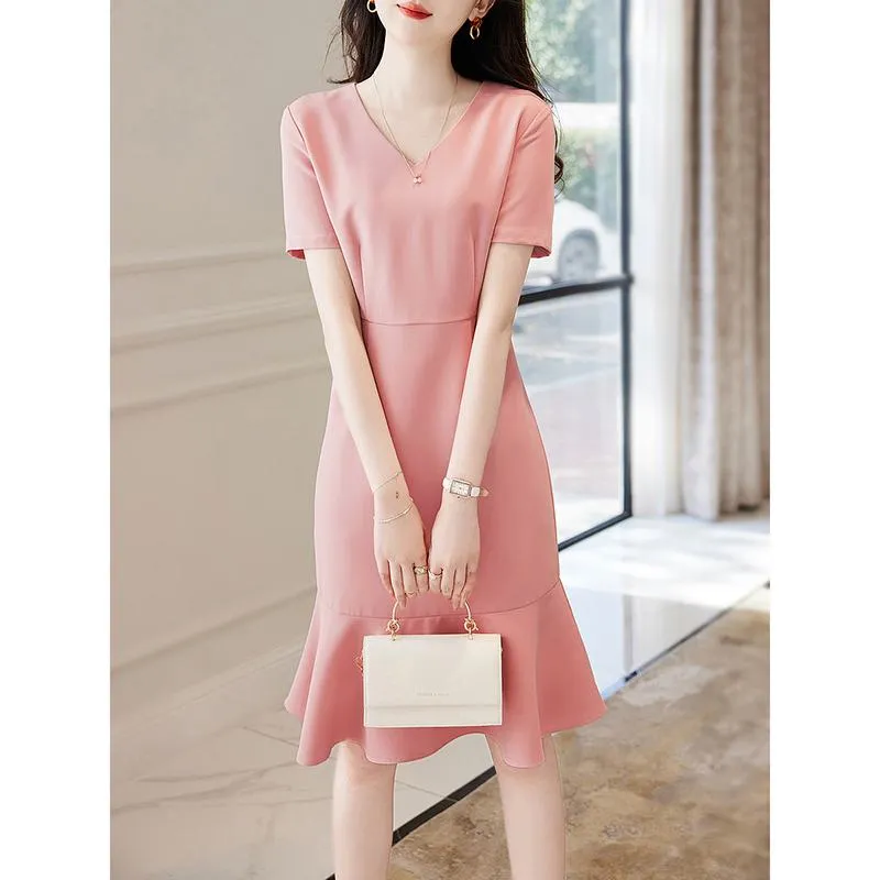 Pink Exquisite Elegant Slimming Cinched Waist Dress