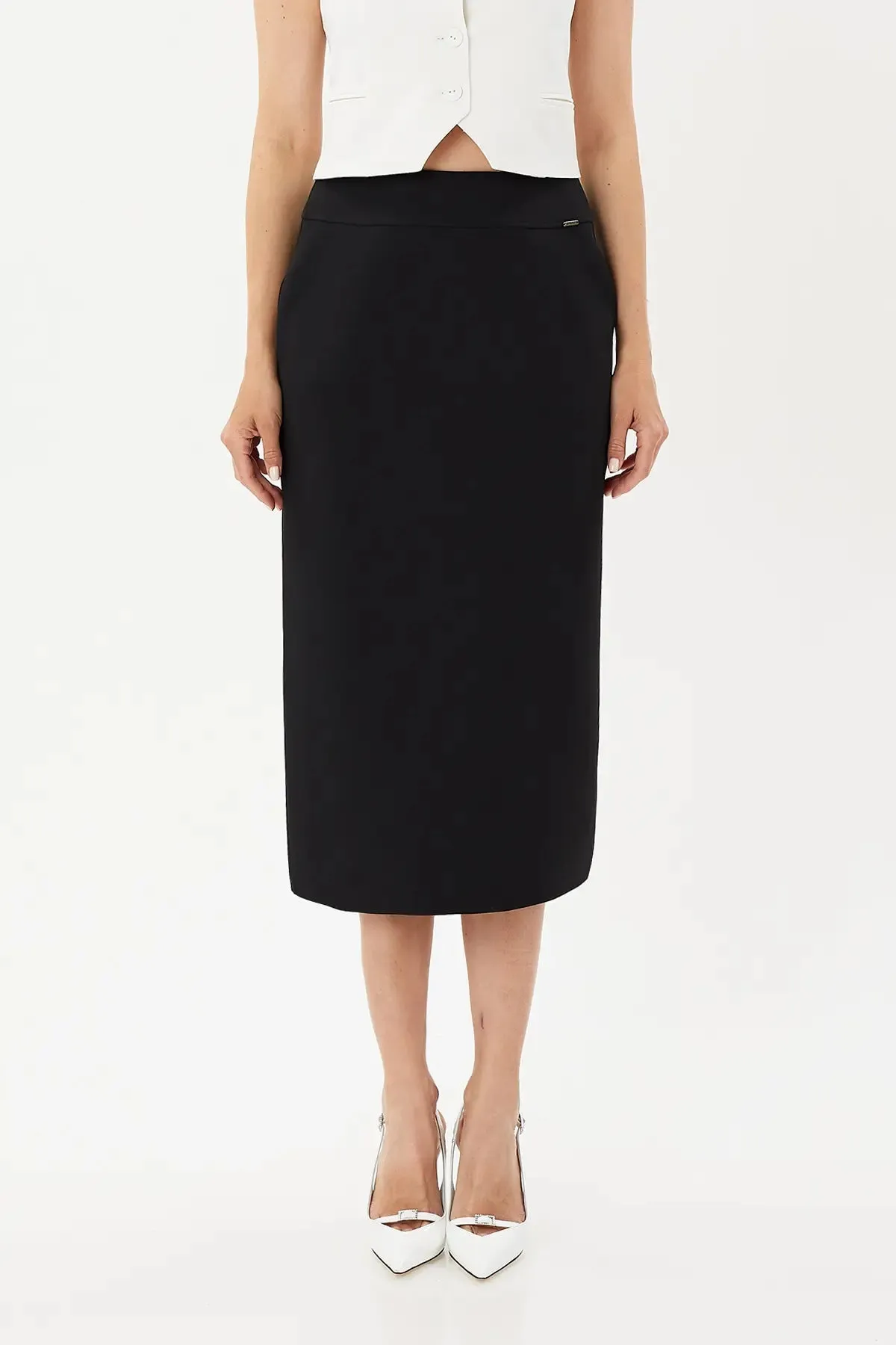 Plus and Regular Size Classic Pencil Midi Skirt