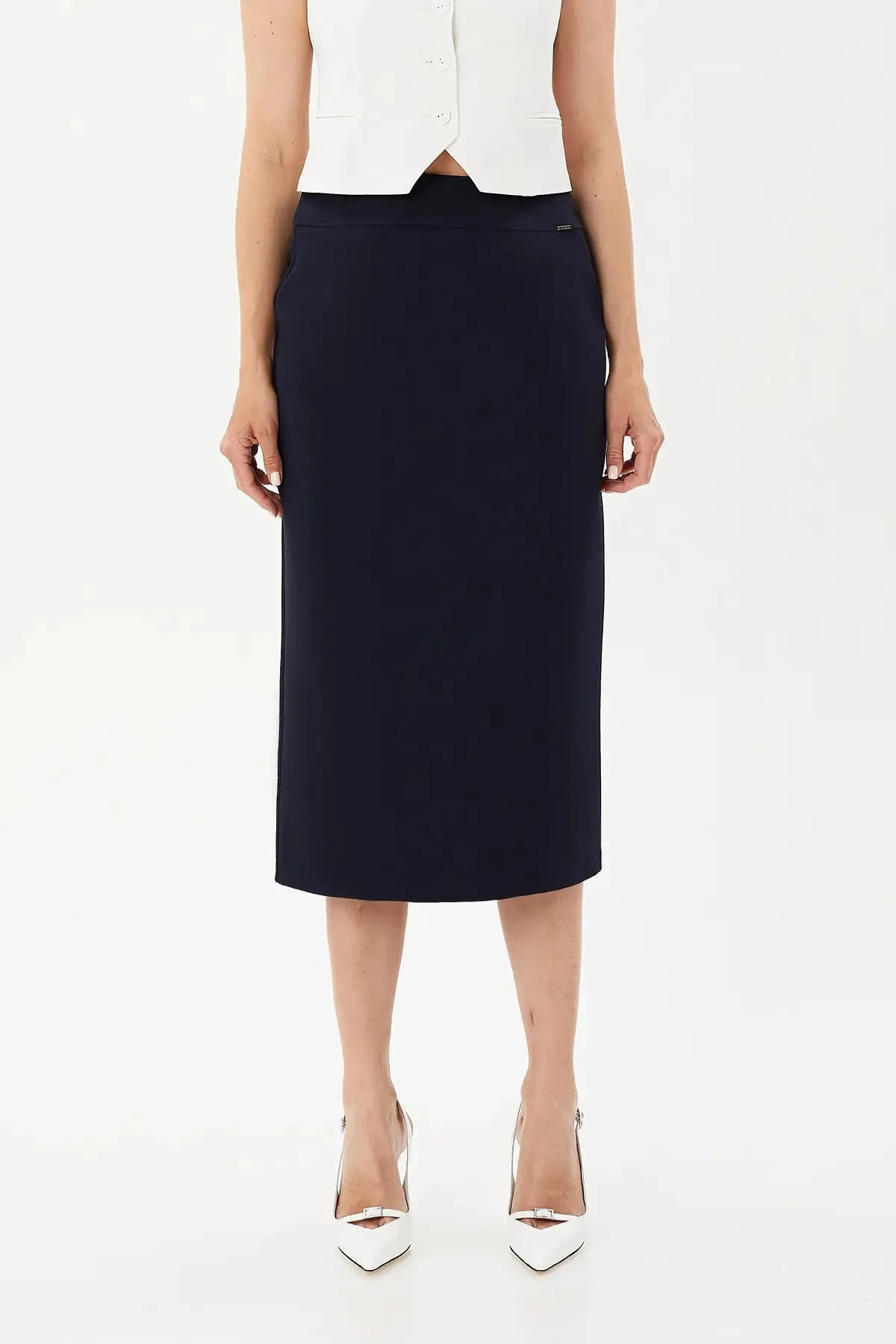 Plus and Regular Size Classic Pencil Midi Skirt