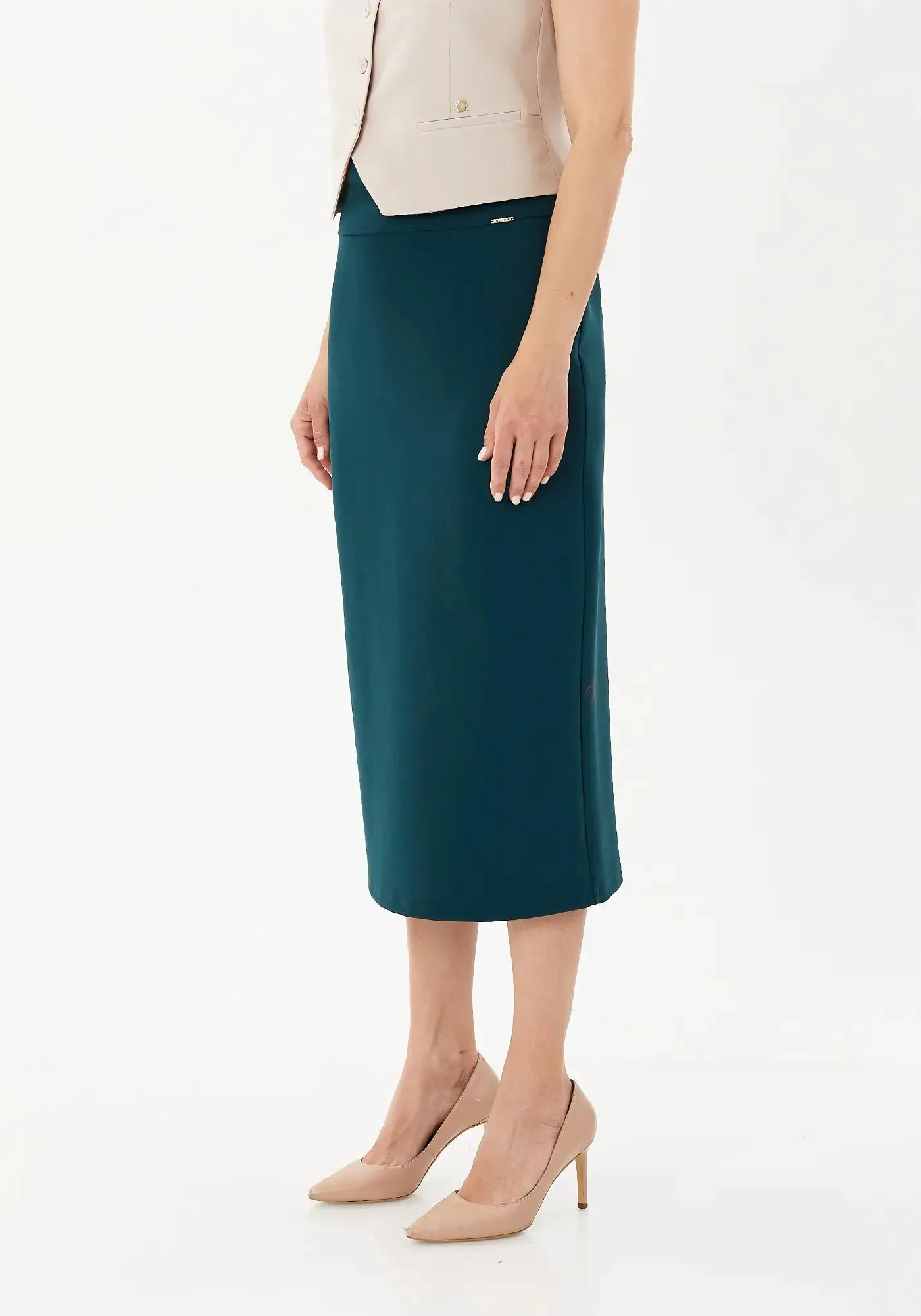 Plus and Regular Size Classic Pencil Midi Skirt