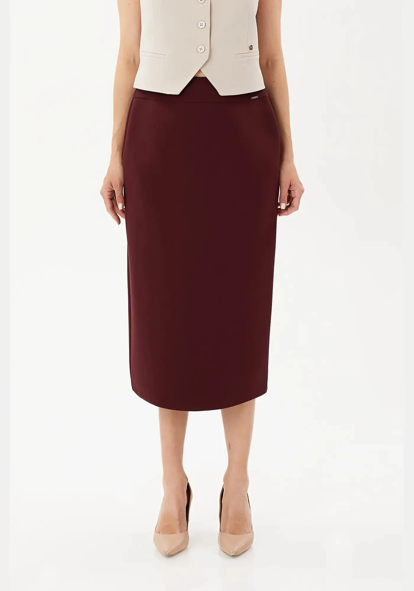 Plus and Regular Size Classic Pencil Midi Skirt