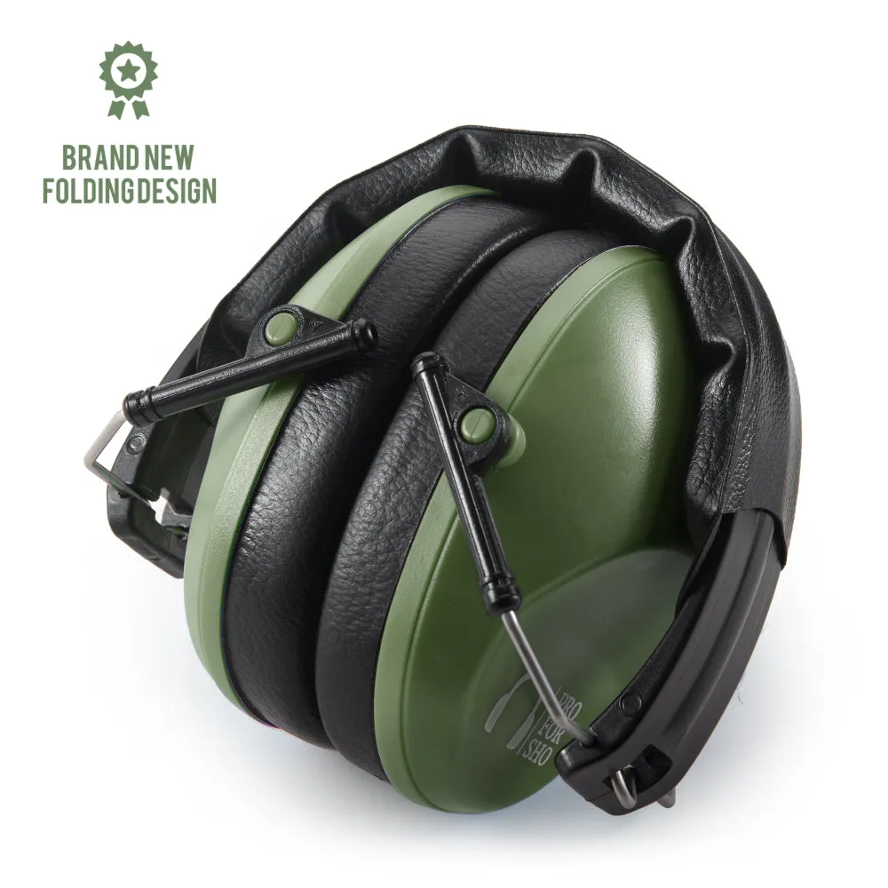 Pro For Sho 34dB NRR Noise Reduction Earmuffs - Lightweight Design - Standard Size Army Green