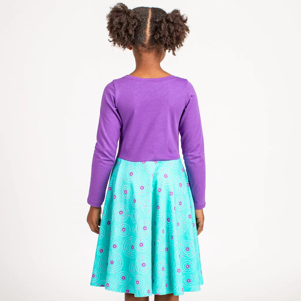 "Up and Atom" Chemistry Twirly Play Dress with Pockets and Long Sleeves