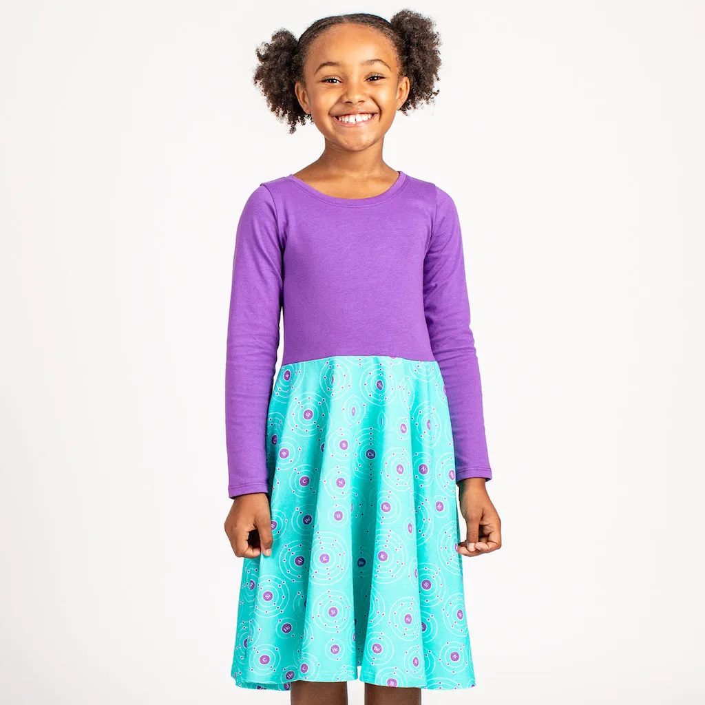 "Up and Atom" Chemistry Twirly Play Dress with Pockets and Long Sleeves