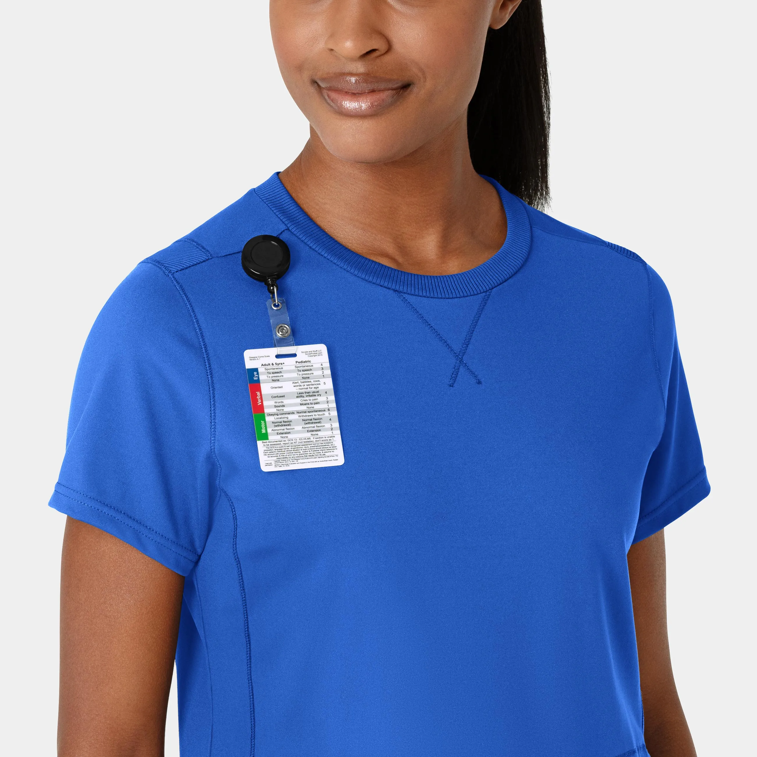 RENEW Knit Women's Flex-n-Reach Crew Neck Scrub Top - Royal