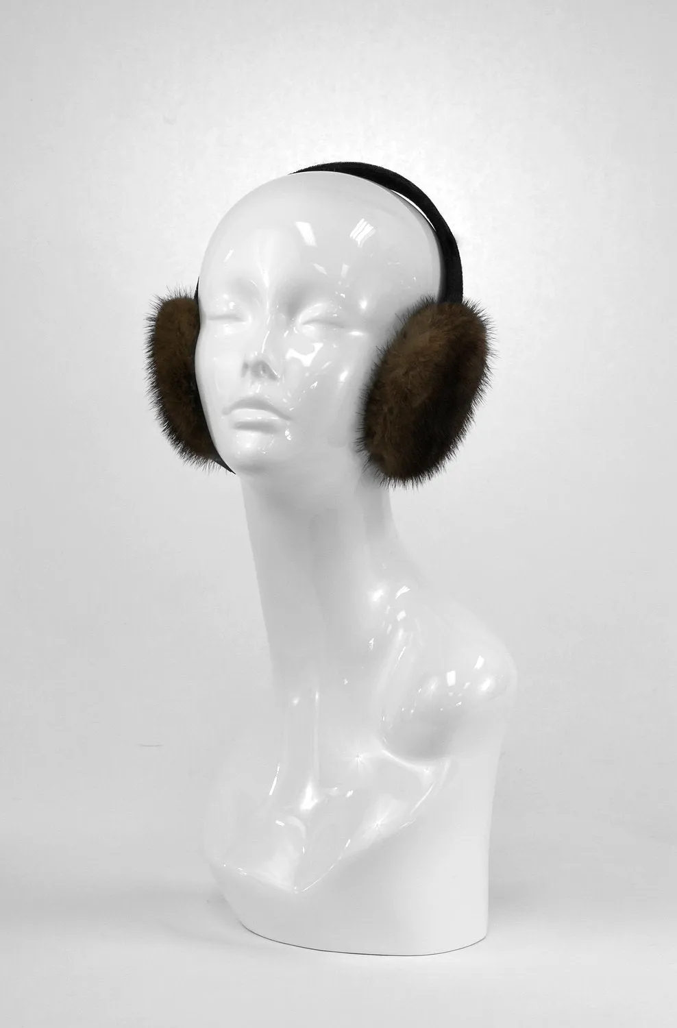 Rippe's Furs Mink Fur Earmuffs - Mahogany