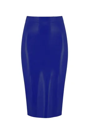 RoyalBlue Navy Latex Midi Skirt