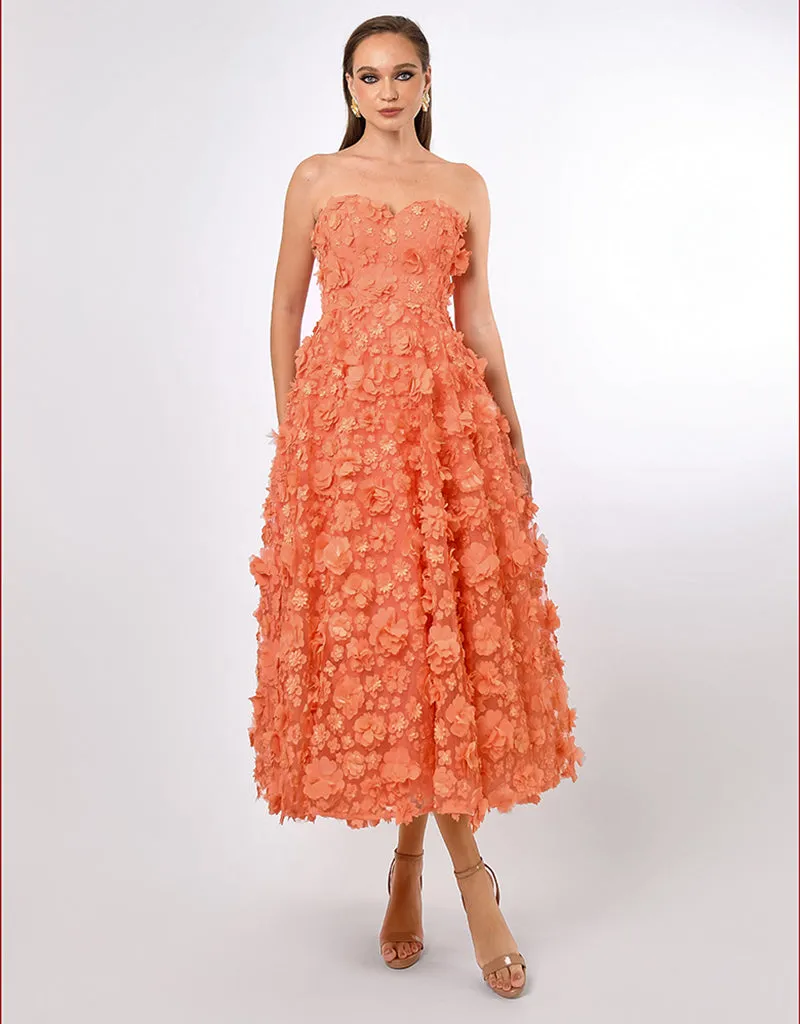 SAVANNA STRAPLESS FLORAL MIDAXI B70D05L