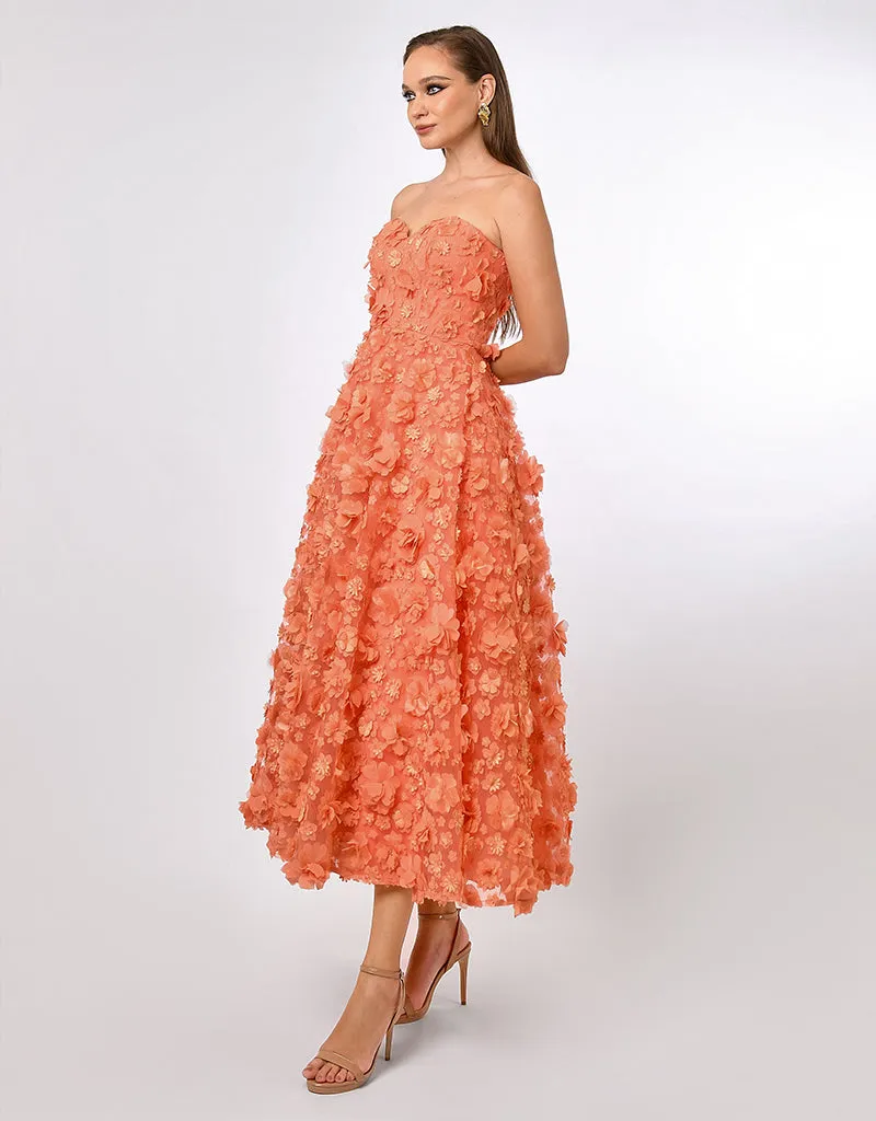 SAVANNA STRAPLESS FLORAL MIDAXI B70D05L