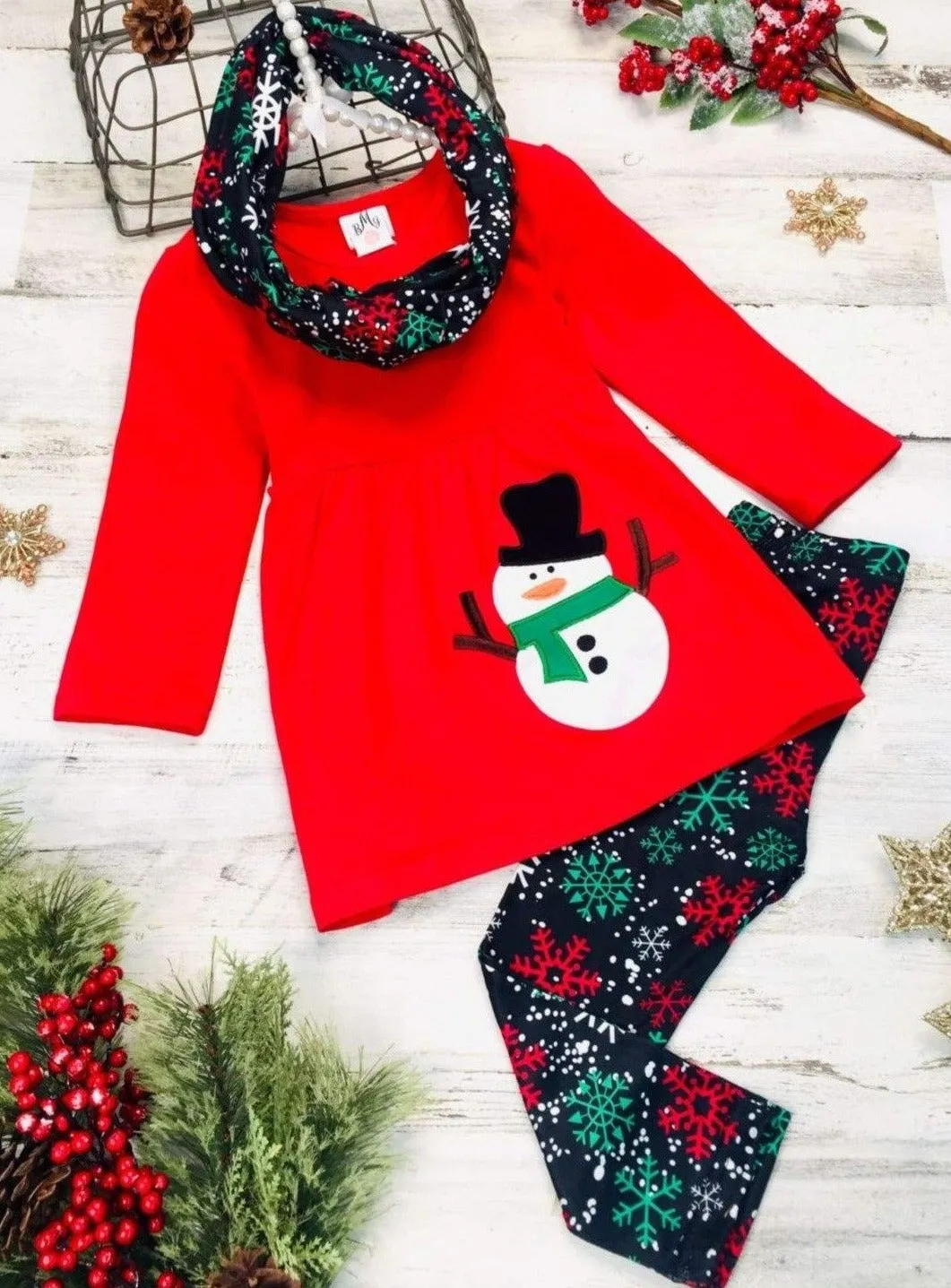 Season's Greetings Snowflake Print 3 PC Set