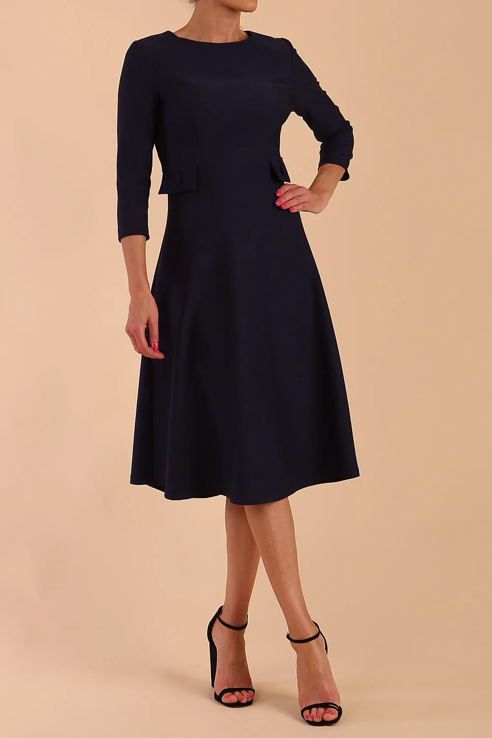 Seed Gresham 3/4 Sleeve Knee Length A-Line Dress