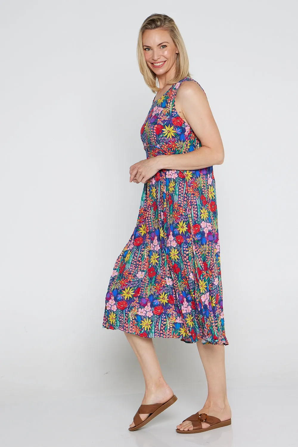 Sleeveless Waterhouse Dress - Rainbow Wildflowers