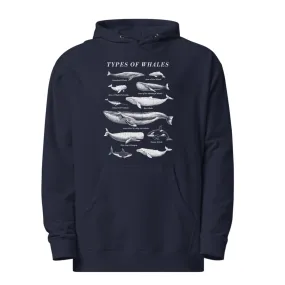 Unisex Types of Whales Midweight Pullover Hoodie